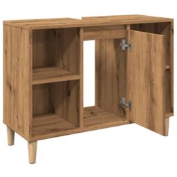 Berkfield Home Bathroom Cabinet Artisian Oak 80x33x60 cm Engineered Wood in Brown - Size: 80 x 33 x 60 cm - thumbnail 6