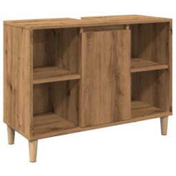 Berkfield Home Bathroom Cabinet Artisian Oak 80x33x60 cm Engineered Wood in Brown - Size: 80 x 33 x 60 cm - thumbnail 2