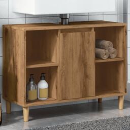 Berkfield Home Bathroom Cabinet Artisian Oak 80x33x60 cm Engineered Wood in Brown - Size: 80 x 33 x 60 cm - thumbnail 1