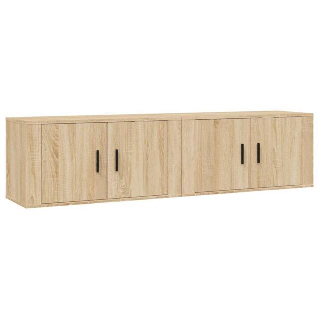 Berkfield Home Wall-mounted TV Cabinets 2 pcs Sonoma Oak 80x34.5x40 cm in Light Tan - image 1