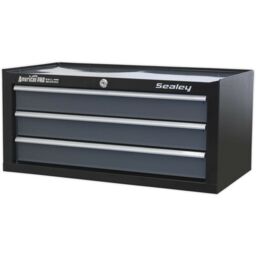 Loops 605 x 310 x 275mm BLACK 3 Drawer MID-BOX Tool Chest Lockable Storage Cabinet - thumbnail 3