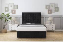 "Sloomy Alabama Naples Ottoman Bed Base-26"" Strutted Headboard in Black - Size: Super King" - thumbnail 1