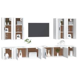 Berkfield Home Classic 8 Piece TV Cabinet Set White Engineered Wood - thumbnail 1