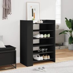 Berkfield Home Shoe Cabinet Black 74.5x37.5x100 cm Engineered Wood - thumbnail 1