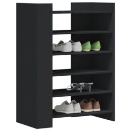Berkfield Home Shoe Cabinet Black 74.5x37.5x100 cm Engineered Wood - thumbnail 3