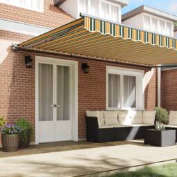 Berkfield Home Retractable Awning Manual Green & Yellow 500x300 cm - thumbnail 3