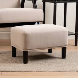 Scottish Everlastings Ltd Beige Cord Foot Stool with Black Legs