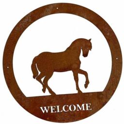 Poppyforge Horse Welcome Wall Art - Small - Steel - W29.5 x H29.5 cm - BM/RtR in Brown - thumbnail 2