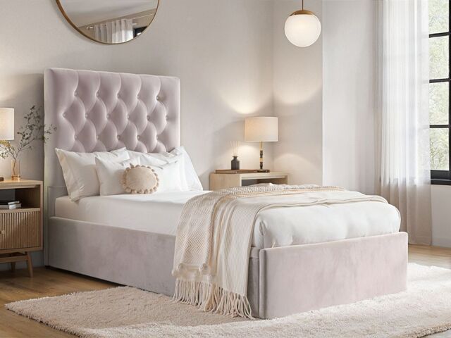 Flair Milan Velvet Single Ottoman Bed in Pink - image 1