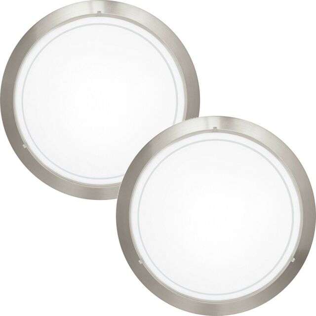 Loops 2 PACK Wall Flush Ceiling Light Satin Nickel White Clear Glass Painted E27 60W in Metallics - image 1