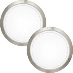Loops 2 PACK Wall Flush Ceiling Light Satin Nickel White Clear Glass Painted E27 60W in Metallics