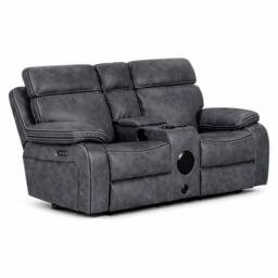 Furnishings For Less UK Tokyo LeatherAire Grey 3 + 2 Electric Recliner Sofas - thumbnail 4