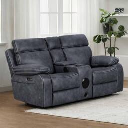 Furnishings For Less UK Tokyo LeatherAire Grey 3 + 2 Electric Recliner Sofas - thumbnail 3