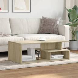 Berkfield Home Coffee Table Sonoma Oak 102x55x35 cm Engineered Wood in Light Brown - Size: 102 x 55 x 35 cm - thumbnail 3