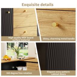 Rolipo Extendable 360° Rotating Bar Table Kitchen Island with Storage in Black - thumbnail 3