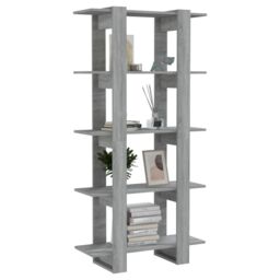 Berkfield Home Book Cabinet/Room Divider Grey Sonoma 80x30x160 cm Engineered Wood - Size: 80 x 30 x 160 cm - thumbnail 4
