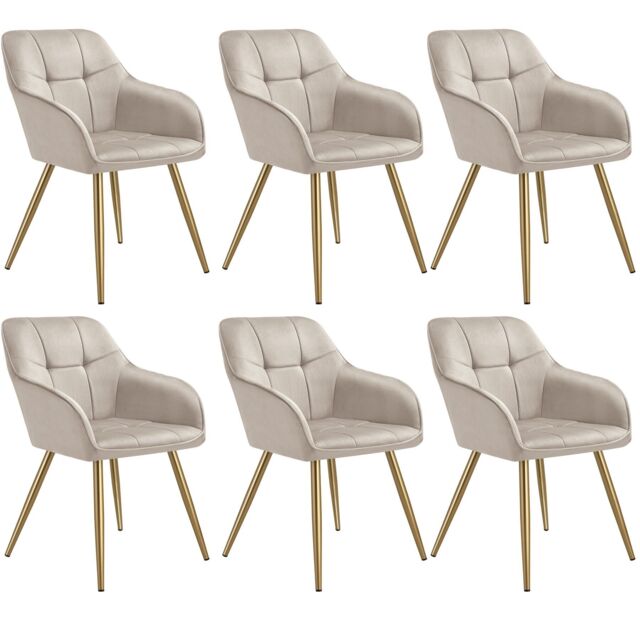 tectake Dining Chair Marilyn Per Piece - Taupe/Gold in Taupe - Size: 1 Pack - image 1