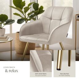 tectake Dining Chair Marilyn Per Piece - Taupe/Gold in Taupe - Size: 1 Pack - thumbnail 4