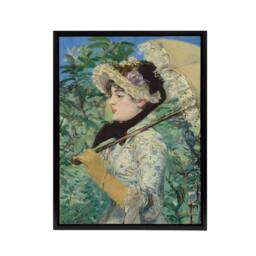 "Artery8 Jeanne Spring Parasol Portrait Manet Black Framed Canvas Art in Green - Size: W12"" x H16""" - thumbnail 1