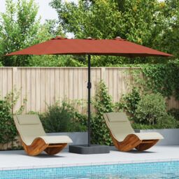 Berkfield Home Garden Parasol Folding Terracotta 385 x 209 x 244 cm Fabric - thumbnail 1