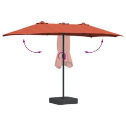 Berkfield Home Garden Parasol Folding Terracotta 385 x 209 x 244 cm Fabric - thumbnail 8