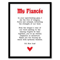 "Artery8 Love Poem Role Play Game Nerd Fiancée Romantic Framed Art Print in White - Size: W12"" x H16""" - thumbnail 1