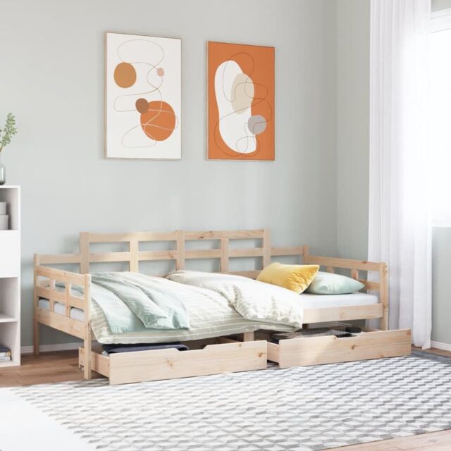 Berkfield Home Daybed with Drawers without Mattress 90x190 cm Single Solid Wood in Brown - image 1