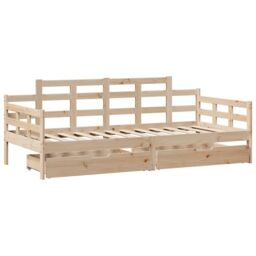 Berkfield Home Daybed with Drawers without Mattress 90x190 cm Single Solid Wood in Brown - thumbnail 3