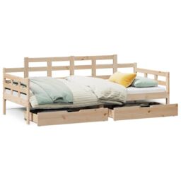 Berkfield Home Daybed with Drawers without Mattress 90x190 cm Single Solid Wood in Brown - thumbnail 2