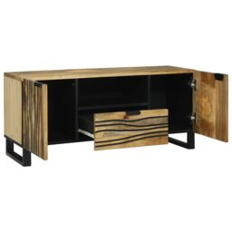 Berkfield Home TV Cabinet - 105 x 33.5 x 46 cm, Made from Solid Mango Wood in Brown - Size: 105 x 33.5 x 46 cm - thumbnail 2