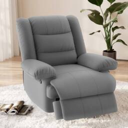Gartistgo Manual Recliner Armchair PU Leather Padded Lounge Chair Sofa in Grey - thumbnail 1