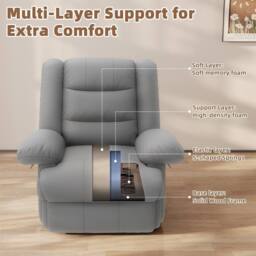 Gartistgo Manual Recliner Armchair PU Leather Padded Lounge Chair Sofa in Grey - thumbnail 5