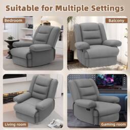 Gartistgo Manual Recliner Armchair PU Leather Padded Lounge Chair Sofa in Grey - thumbnail 3