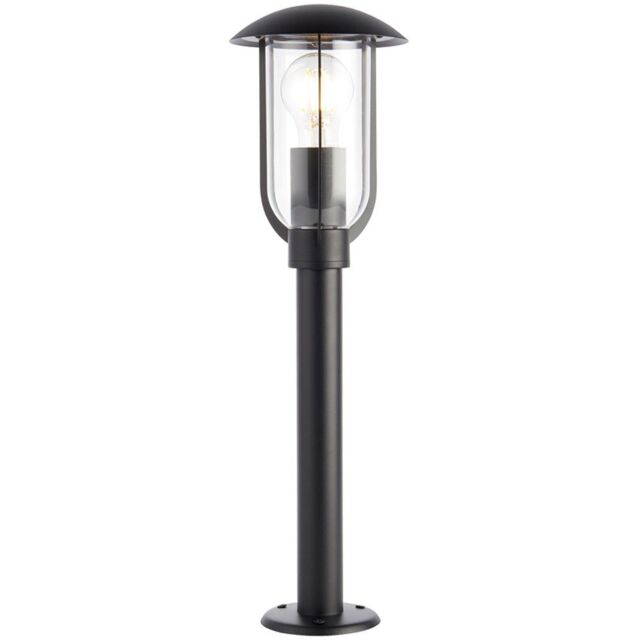 Loops 500mm Outdoor Lamp Post Light - Textured Black & Clear Shade - Exterior Bollard - image 1