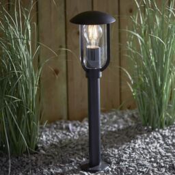 Loops 500mm Outdoor Lamp Post Light - Textured Black & Clear Shade - Exterior Bollard - thumbnail 3