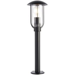 Loops 500mm Outdoor Lamp Post Light - Textured Black & Clear Shade - Exterior Bollard