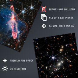 Artery8 Pack of 4 NASA James Webb Space Telescope Deep Field Image Galaxies Prelude to Supernova Actively Forming Stars Unframed Wall Art Living Room - thumbnail 4