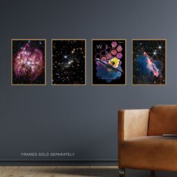 Artery8 Pack of 4 NASA James Webb Space Telescope Deep Field Image Galaxies Prelude to Supernova Actively Forming Stars Unframed Wall Art Living Room - thumbnail 2