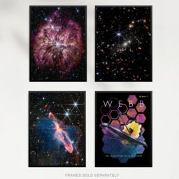 Artery8 Pack of 4 NASA James Webb Space Telescope Deep Field Image Galaxies Prelude to Supernova Actively Forming Stars Unframed Wall Art Living Room - thumbnail 5