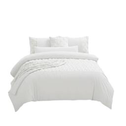 Snug City Ultra Soft Teddy Duvet Cover Set Christmas Tree Cozy Fleece Bedding in White - Size: Double - thumbnail 1