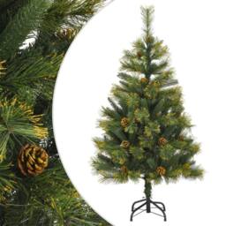Berkfield Home Beautiful Artificial Hinged Christmas Tree with Cones 120 cm in Green - thumbnail 2