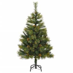 Berkfield Home Beautiful Artificial Hinged Christmas Tree with Cones 120 cm in Green - thumbnail 3