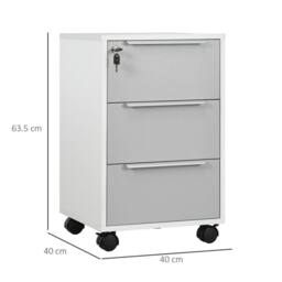 KORVIXA 3-Drawer Locking File Cabinet White & Grey - Size: 0.6m2 - thumbnail 2