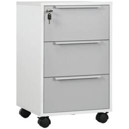 KORVIXA 3-Drawer Locking File Cabinet White & Grey - Size: 0.6m2