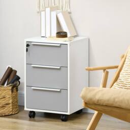 KORVIXA 3-Drawer Locking File Cabinet White & Grey - Size: 0.6m2 - thumbnail 3