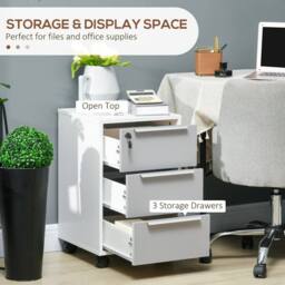 KORVIXA 3-Drawer Locking File Cabinet White & Grey - Size: 0.6m2 - thumbnail 4