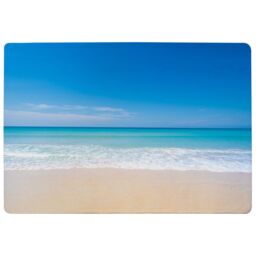 Benjamin Tate Design Nature Landscape View Of Beautiful Tropical Beach & Sea In Sunny Day Designer Rug in Natural - Size: Large - thumbnail 1