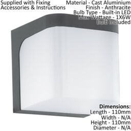 Loops IP44 Outdoor Wall Light Anthracite Cast Aluminium 6W Built in LED Lamp - thumbnail 2