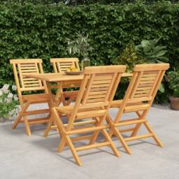 Berkfield Home 5 Piece Garden Dining Set Solid Wood Teak in Brown
