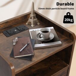 Levede Bedside Table Nightstand USB Charger Outlet RGB LED 3 Drawers Storage in Bright Green - thumbnail 7